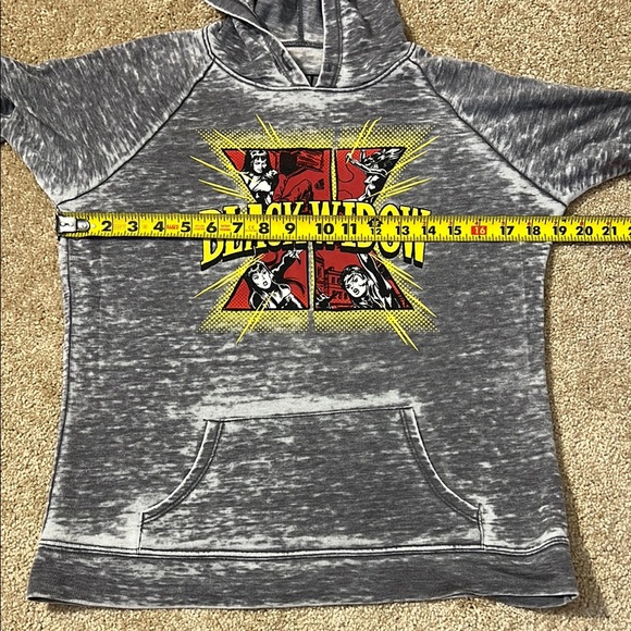 Marvel Black Widow Gray Acid Wash Burnout Hoodie Size Medium - Picture 5 of 6